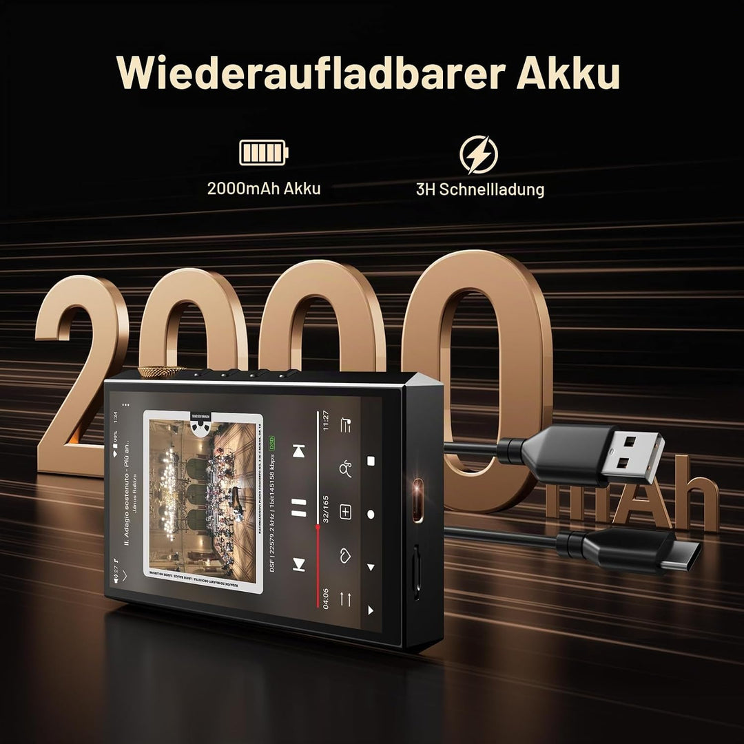160GB Hi-Res Audio Player, Oilsky HiFi MP3 Player Bluetooth und WiFi, 4,02" Digitaler DSD512 Verlust