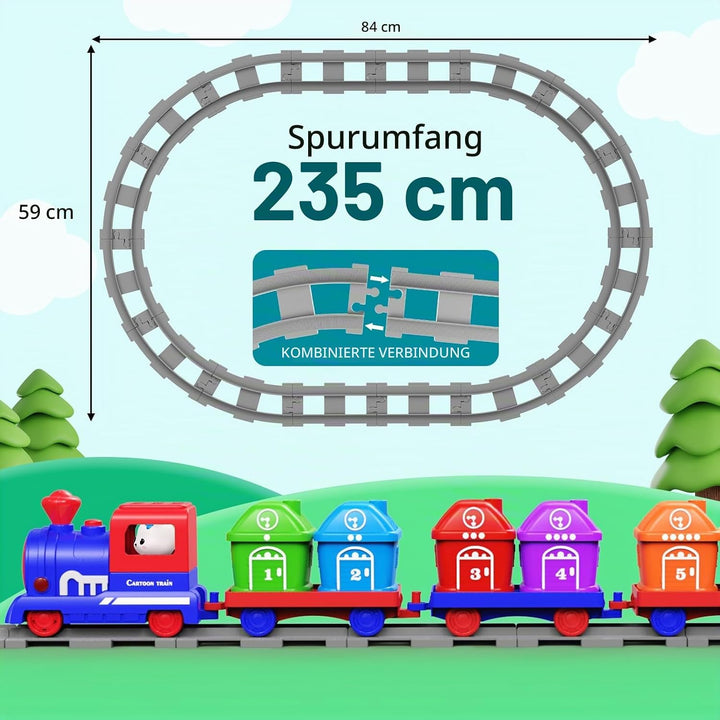 Eisenbahn-Set für Kleinkinder – Lernspielzeug ab 1-3 Jahr, Schienenspielset mit Bauernhoftieren &amp; Fi