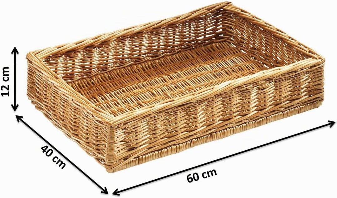 Kobolo Dekorativer grosser Auslagekorb aus geflochtener Weide in dem Massen 60x40x12 cm