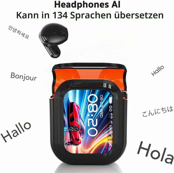 2025 NEUE NE20 AI-Übersetzer-Ohrhörer Echtzeit, 3-in-1 Bluetooth 6.0 Übersetzer-Kopfhörer mit 6 Über