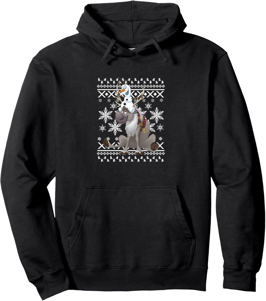 Disney Frozen Olaf Sven Riding Antlers Ugly Sweater Pullover Hoodie