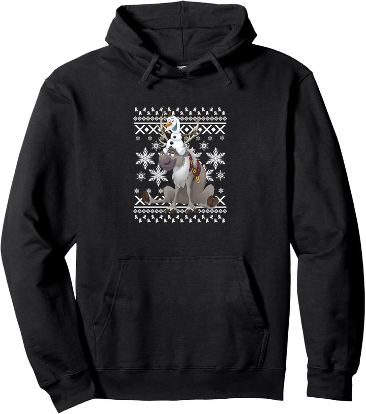 Disney Frozen Olaf Sven Riding Antlers Ugly Sweater Pullover Hoodie