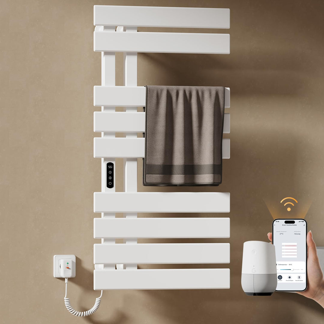 EMKE Handtuchheizkörper Elektrisch 1000 x 500 mm, WiFi Smart Thermostat Elektrischer Badheizkörper H