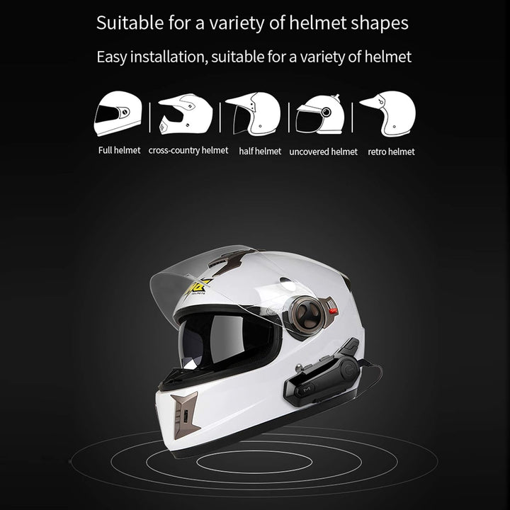 ACAGALA Motorcycle BT Intercom with Helmet BT Headset Waterproof Universal Communication System for