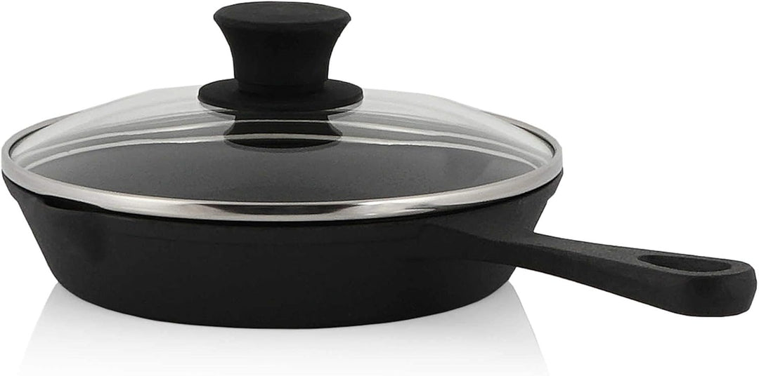 BBQ-Toro Gusseisen Grillpfanne mit Glasdeckel (Ø 19 cm) | Gusseisenpfanne, Grillbratpfanne, Bratpfan