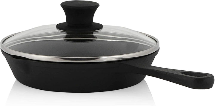 BBQ-Toro Gusseisen Grillpfanne mit Glasdeckel (Ø 19 cm) | Gusseisenpfanne, Grillbratpfanne, Bratpfan