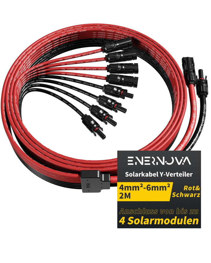 enernova Solarkabel Y-Verteiler, 4mm²-6mm² Solar-Anschlusskabel, IP68 Wasserdicht Solarkabel Verläng