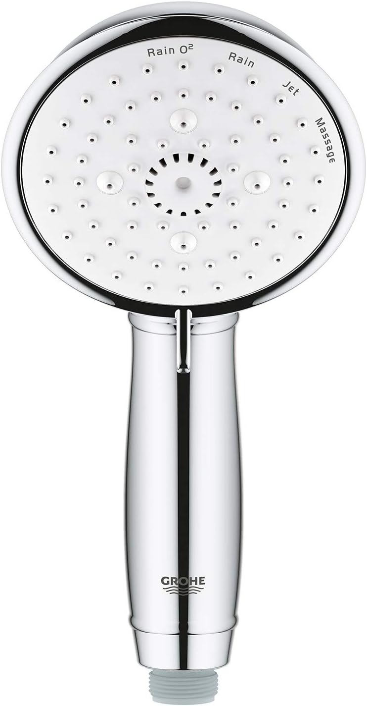 GROHE Tempesta 100 - Handbrause (wassersparend, 4 Strahlarten, Antikalk- System, langlebig) , rund,