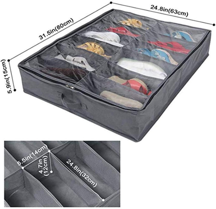 12 Taschen grosse aufbewahrungsboxen unter dem Bett Schuhe ordentlich Organizer, Faltbarer Stoff-Hal