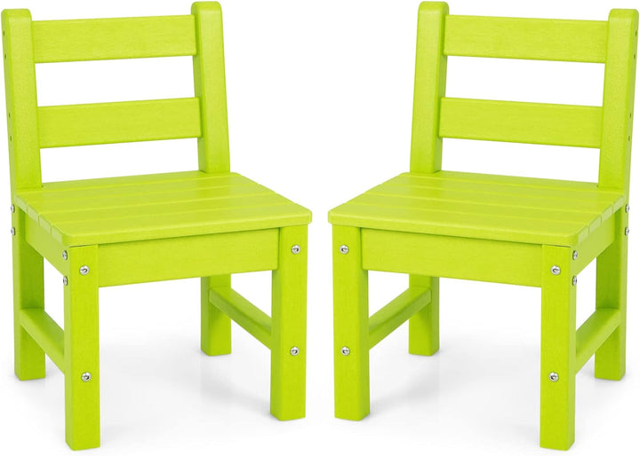 GOPLUS 3 TLG Tisch Stuhlset, Kindertisch Lerntisch Set aus Holz, mit 2 Stühlen mit Rückenlehnen zum