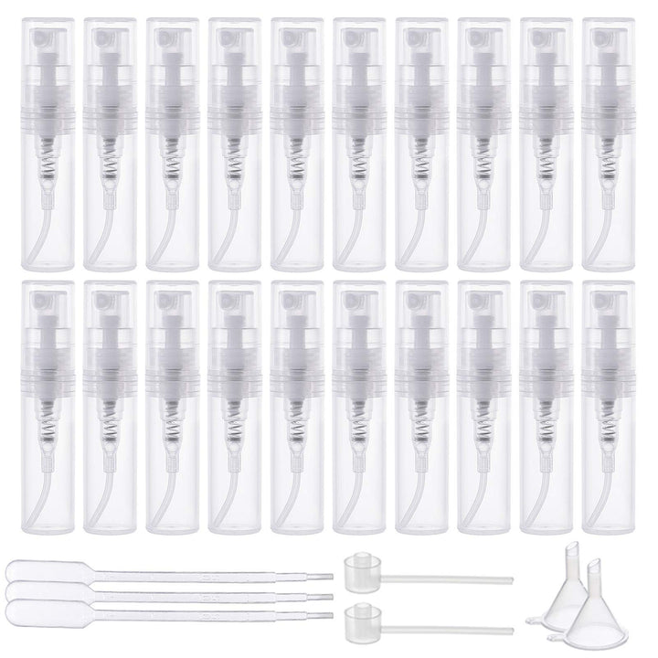 BENECREAT 80PCS 2ml Mini Sprühflaschen Durchsichtiger, leerer Parfümzerstäuber aus klarem Kunststoff