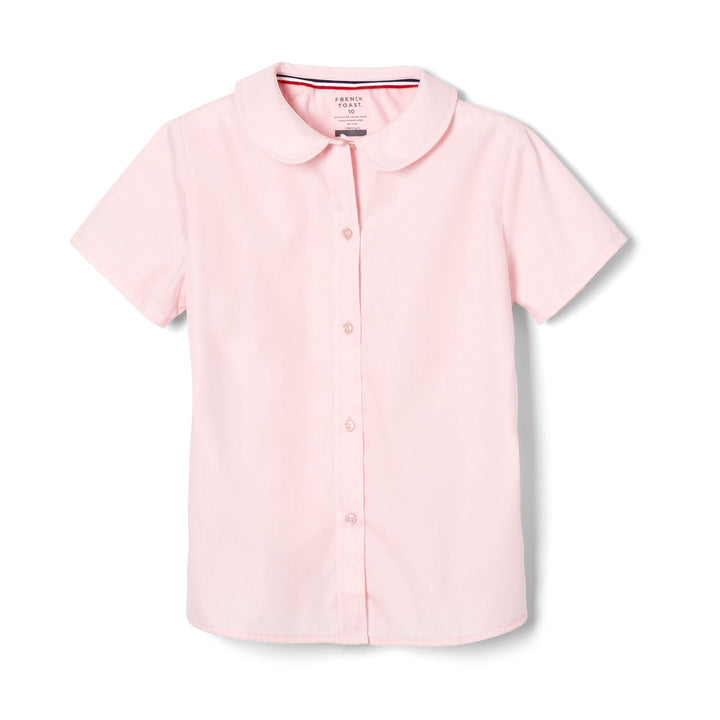 French Toast Girls' Big Short Sleeve Modern Peter Pan Collar Blouse, Pink, 12