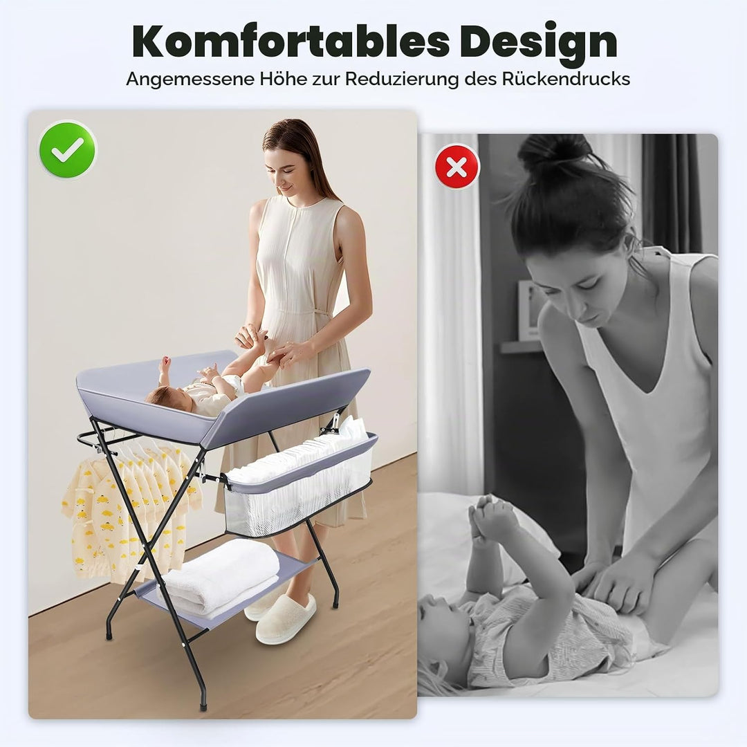 CHERIPOLI klappbare Wickelkommode Wickeltisch, Baby Wickelkombi, mit Wickelauflage Sicherheitsgurt u