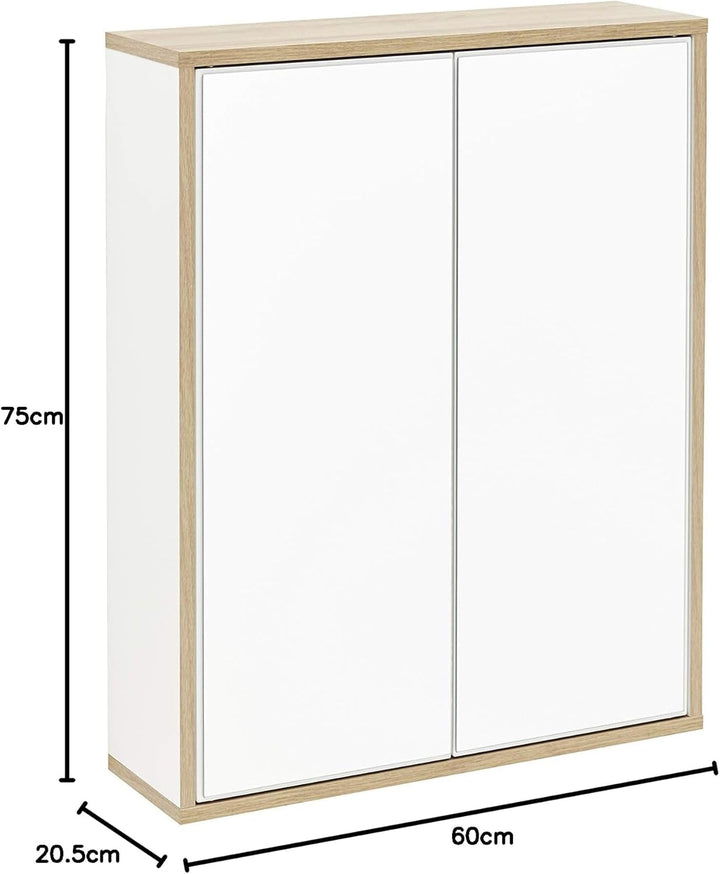 FACKELMANN Finn Spiegelschrank (60 x 75 x 20,5 cm) – Wandschrank mit Spiegel hängend mit 2 Einlegebö