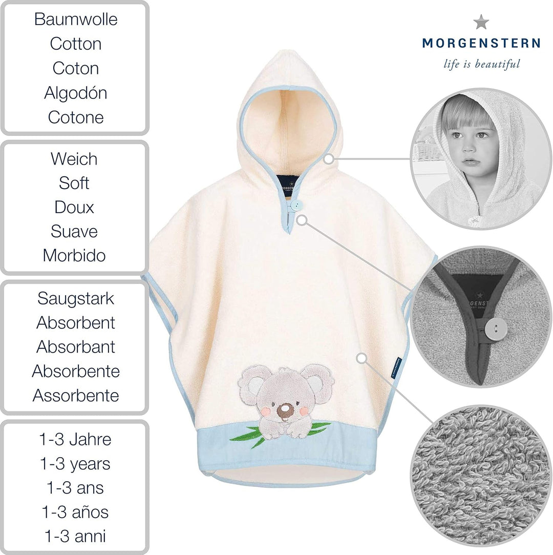 Morgenstern Kinder Badeponcho Koala 1-3 Jahre Blau, 1-3 Jahre Blau