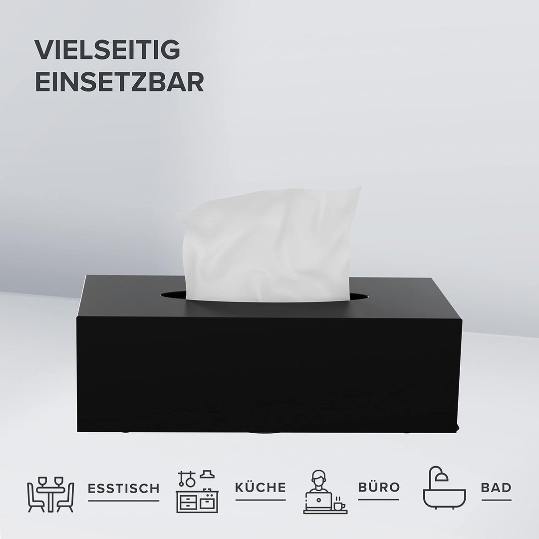 ovimar Kosmetiktücher Box Gronnoya | aus edlem Edelstahl | schwarz matt | Taschentuchspender, Papier