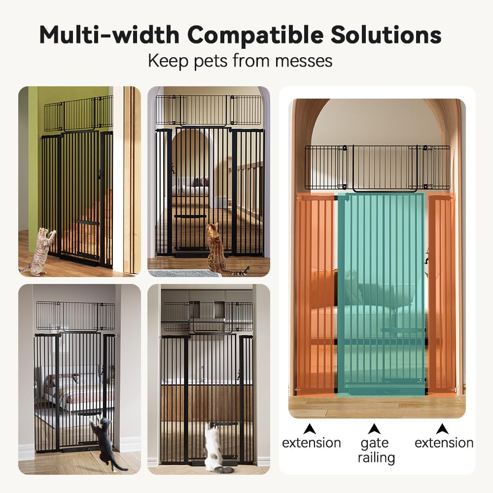 COMOMY 180 cm Extra Hoch Türgitter Katze/Hund, 75-110 cm Extra Breit Türschutzgitter mit Verstellbar