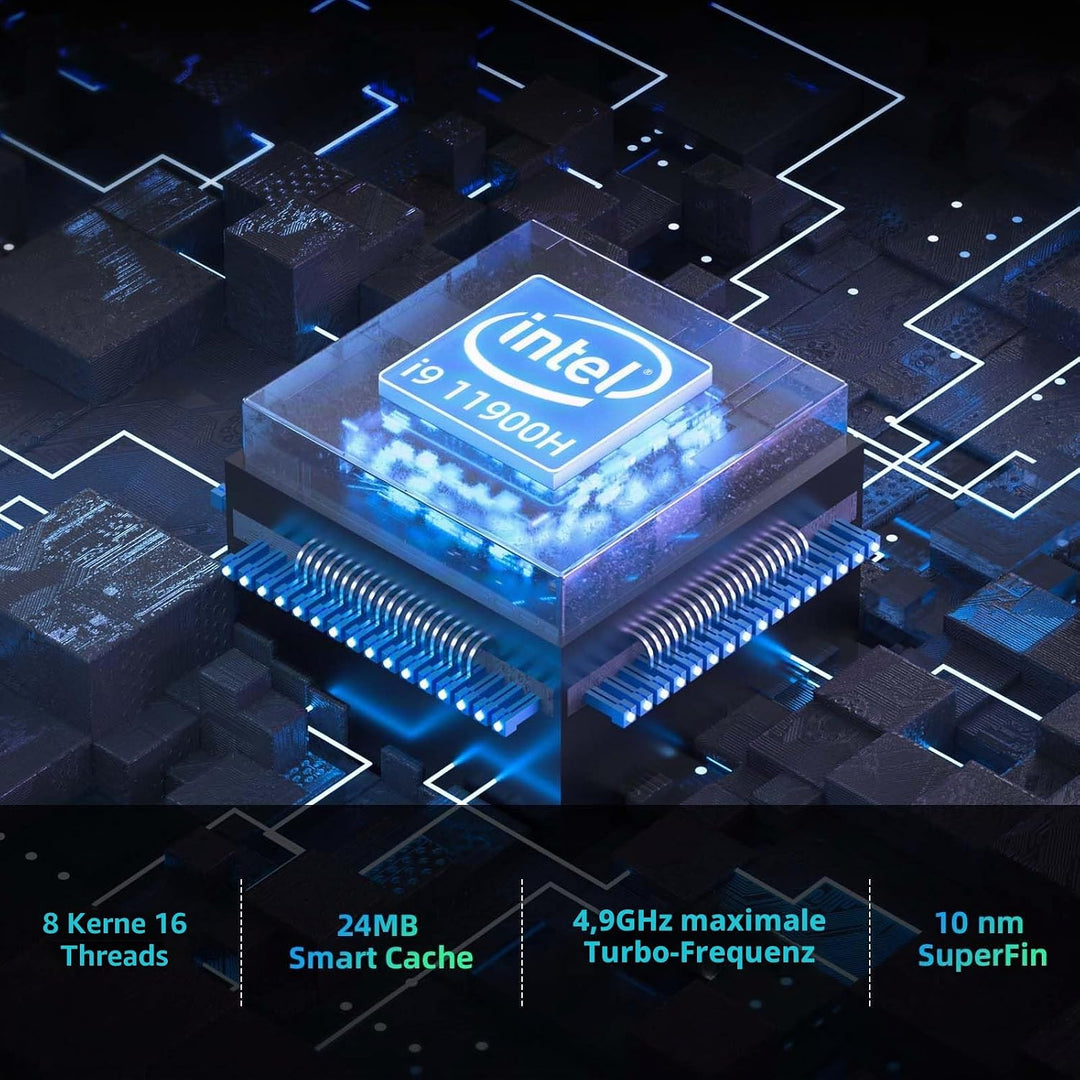 AWOW Mini PC Windows 11 Pro Intel i9-11900H (8C/16T, bis zu 4.9Ghz), 32GB DDR4 512GB/1T NVME SSD Min