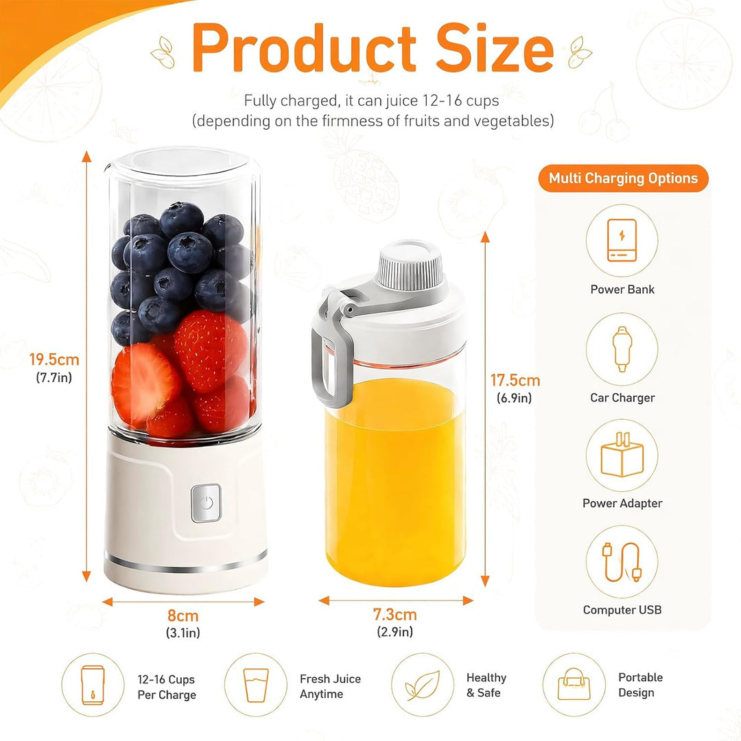 Tragbarer USB-Smoothie-Mixer mit 450ml Glasbecher: Perfekter Mini-Mixer für frische Säfte, Shakes, S