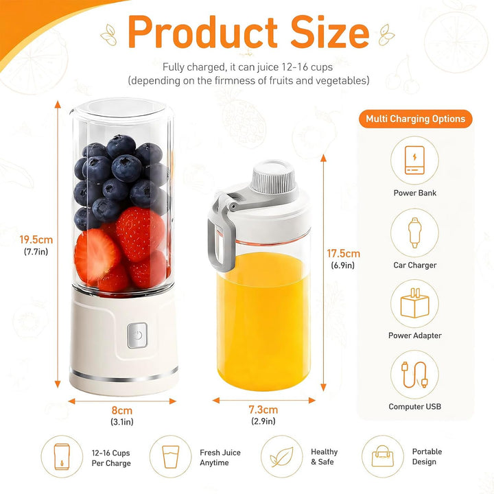 Tragbarer USB-Smoothie-Mixer mit 450ml Glasbecher: Perfekter Mini-Mixer für frische Säfte, Shakes, S