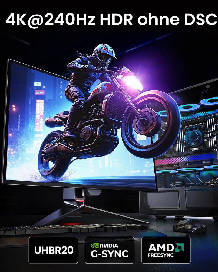 Silkland 80Gbps DisplayPort Kabel 2.1 1.5M [VESA-Zertifiziert] DP80, 8K@240Hz 4K@960Hz/540Hz/480Hz/2