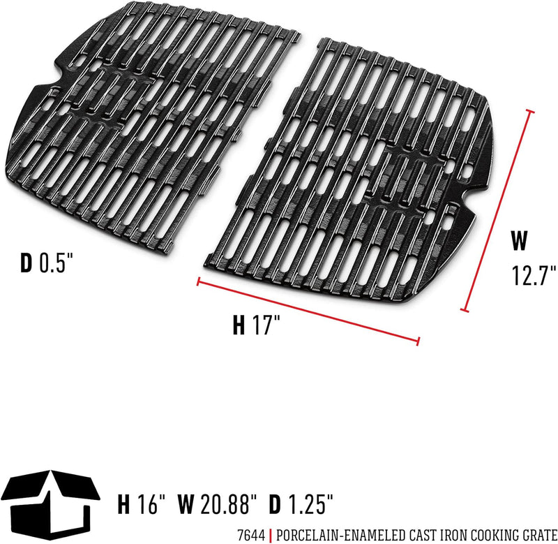 Weber 7644 Porcelain-Enameled Cast-Iron Cooking Grates, 30x4.4x44.2 cm Single, Single