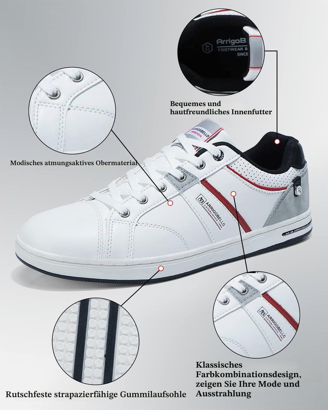 ARRIGO BELLO Herren Freizeitschuhe Schuhe Sneakers Wanderschuhe Leders Laufschuhe Leichtgewicht Outd