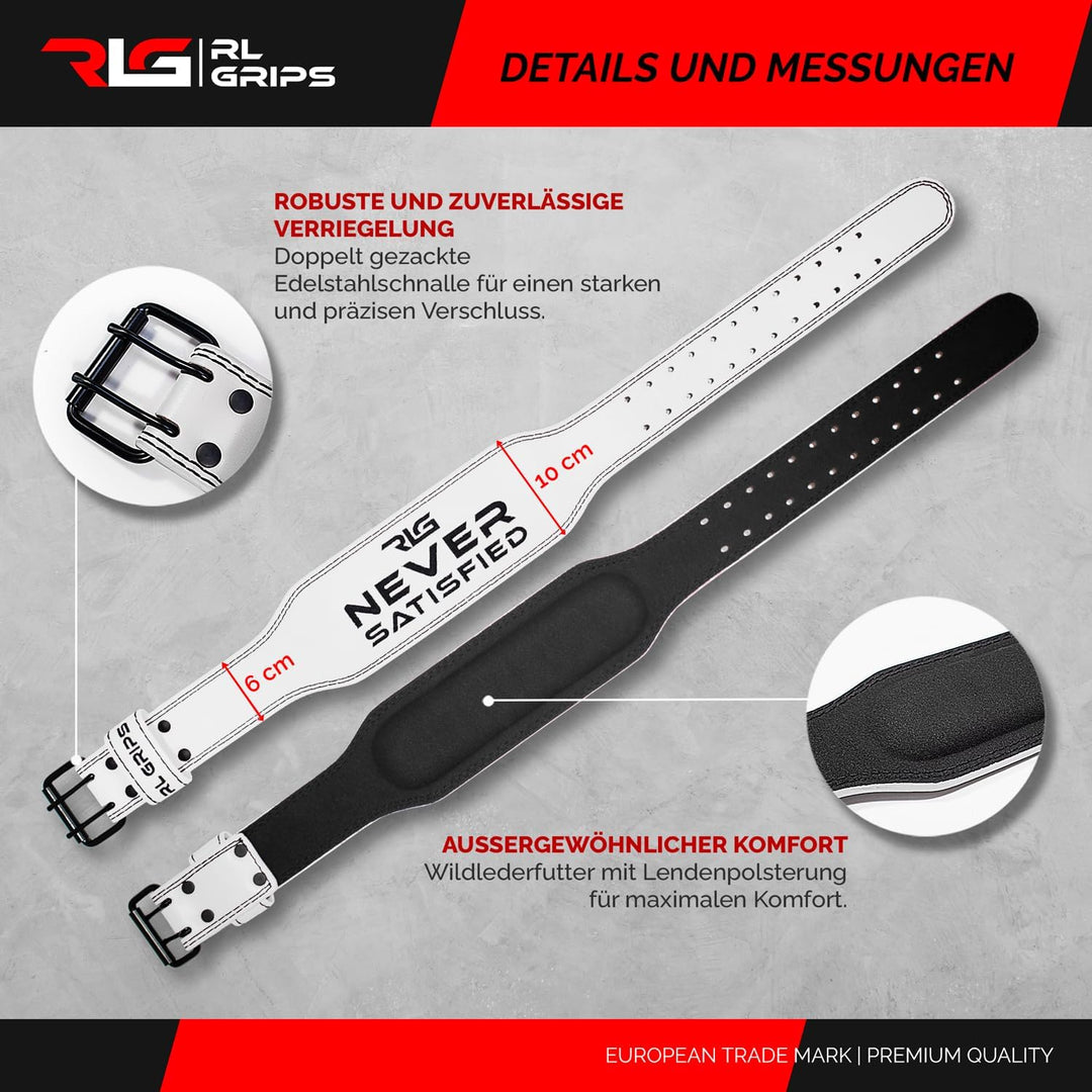 RL Grips - Ledergürtel für Gewichtheben – Lendenwirbelstütze für Muskeltraining – Powerlifting Gürte