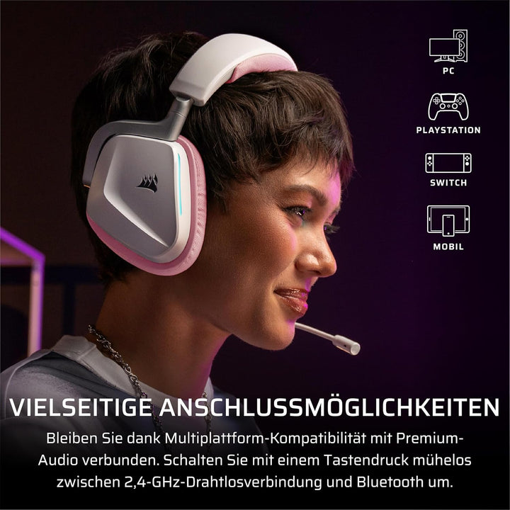 Corsair Void v2 Wireless Gaming-Headset mit Bluetooth für PC, PS5, PS4, Switch & Mobil – Dolby Atmos
