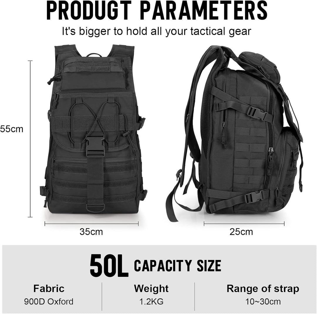 SHANNA Militärrucksack 35L/50L Armee Rucksack Molle, Hohe Kapazität Trekkingrucksack Wanderrucksäcke