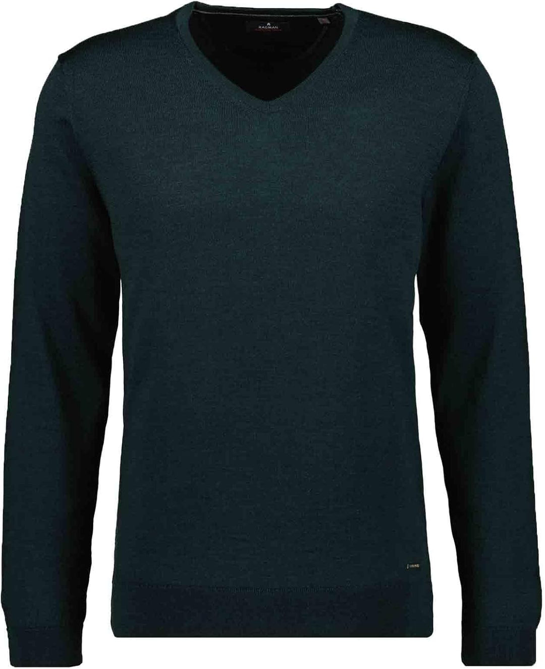RAGMAN Herren Merino-Pullover V-Ausschnitt S Dunkelgrün-035, S Dunkelgrün-035