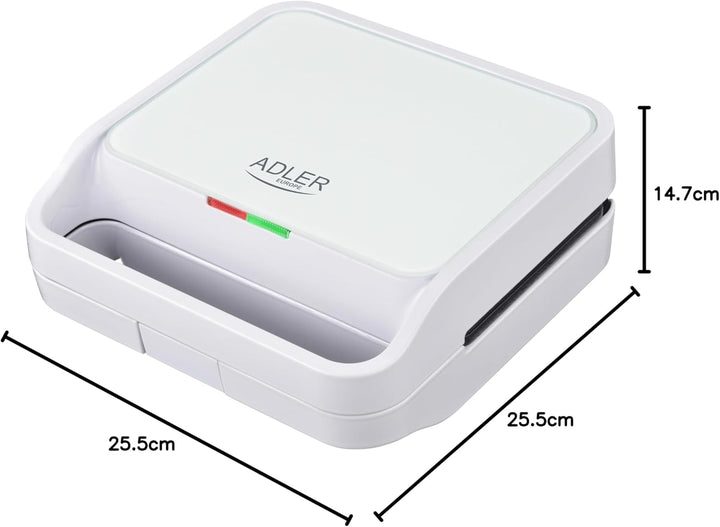 ADLER 2-in-1-Sandwichmaker, schnelles Aufheizen, einfache Aufbewahrung