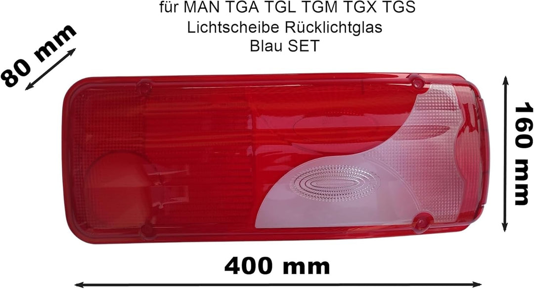 MelTruck® 2x Lichtscheibe Rücklichtglas Heckleuchte für MAN TGA TGL TGM TGX TGS Blau SET
