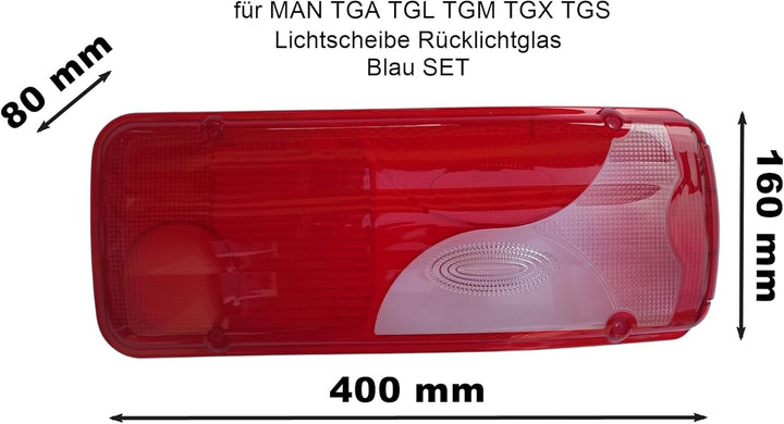 MelTruck® 2x Lichtscheibe Rücklichtglas Heckleuchte für MAN TGA TGL TGM TGX TGS Blau SET
