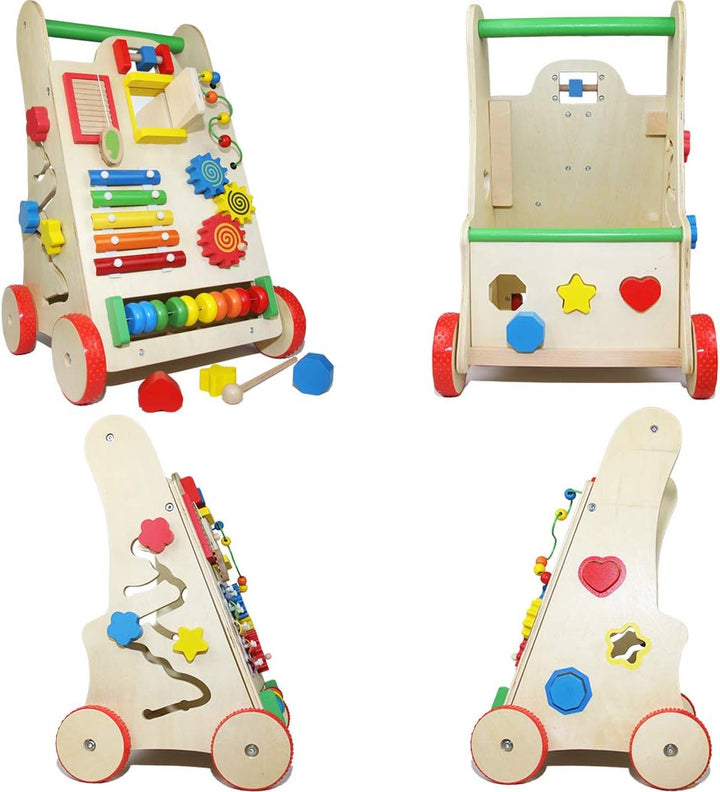 Lauflernwagen-Holz; Stabiles Lauflernhilfe Spielzeug für Kinder; Gehhilfe Holzspielzeug mit Motorik