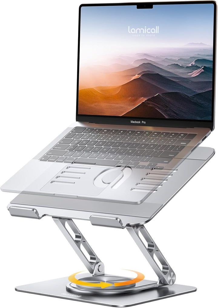 Lamicall Laptop Ständer, Verstellbarer Laptopständer - [360° Drehbar] Faltbarer Alu Notebook Ständer