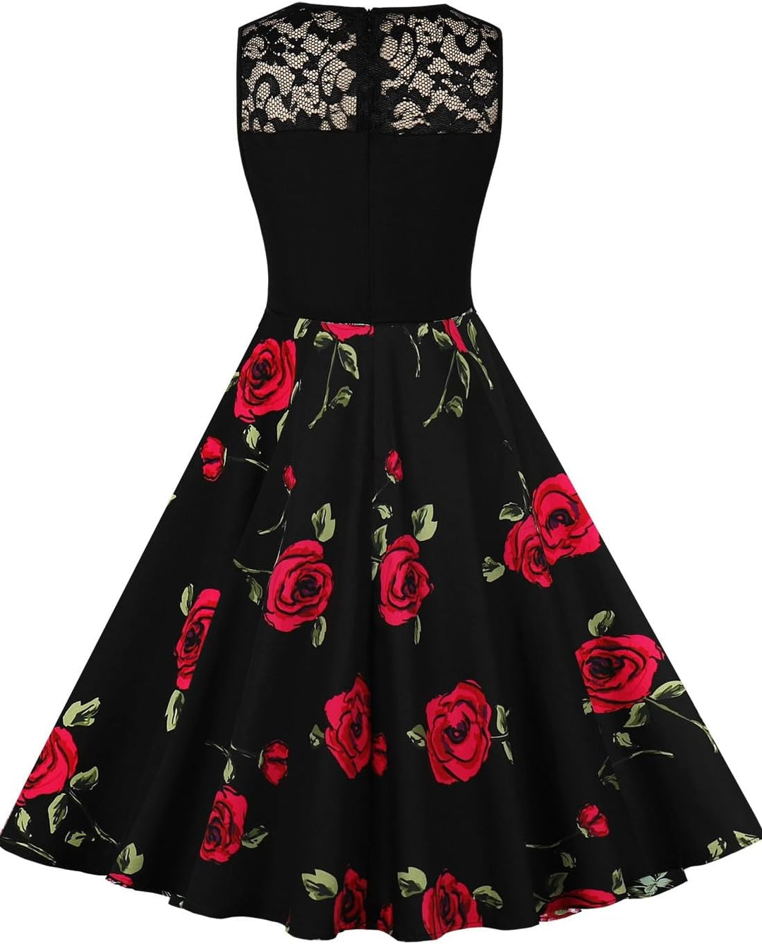 AXOE Damen Rockabilly Kleider 50er Jahre Vintage Blumenmuster S Farbe1b, S Farbe1b
