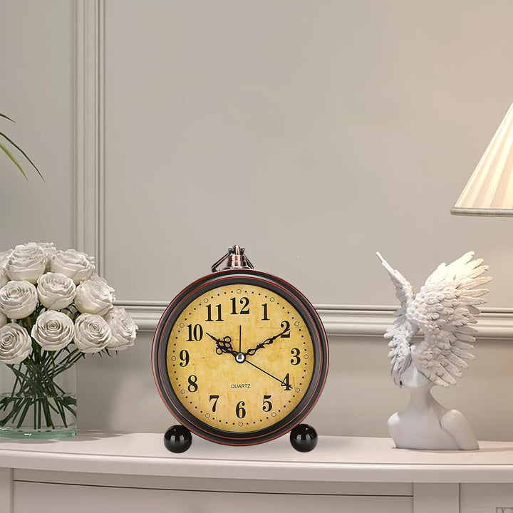 BVI BOOMERVIVI Tischuhr Analog, Vintage Tischuhr ohne Ticken mit Lautlosem Uhrwerk, Batteriebetriebe