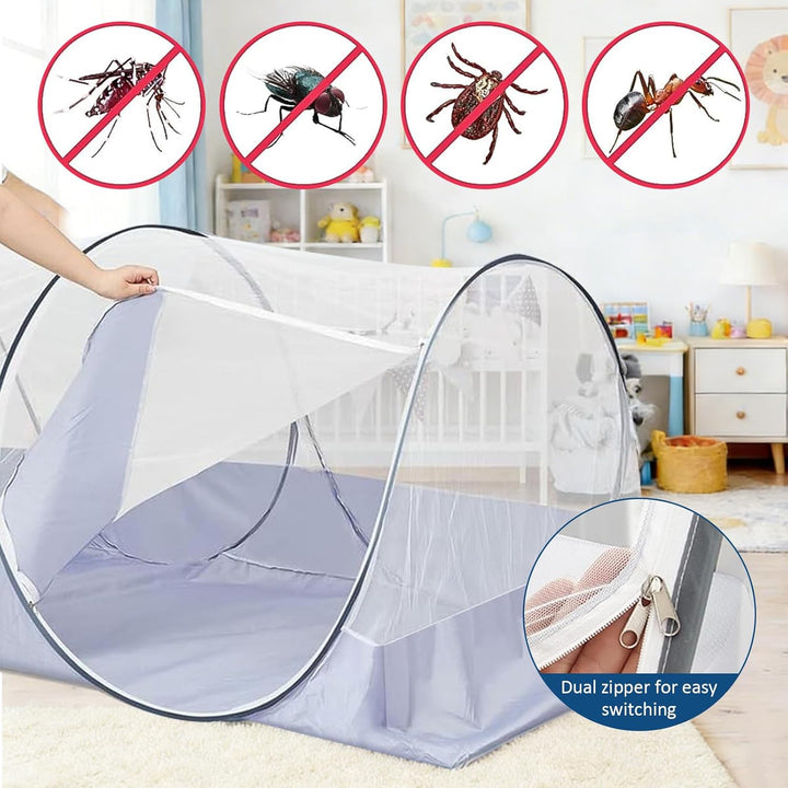 Moskitonetz Bett, 200 x 100 x 73cm Pop Up Moskitonetz Reisen Faltbar, Mückennetz Tragbares Fliegengi