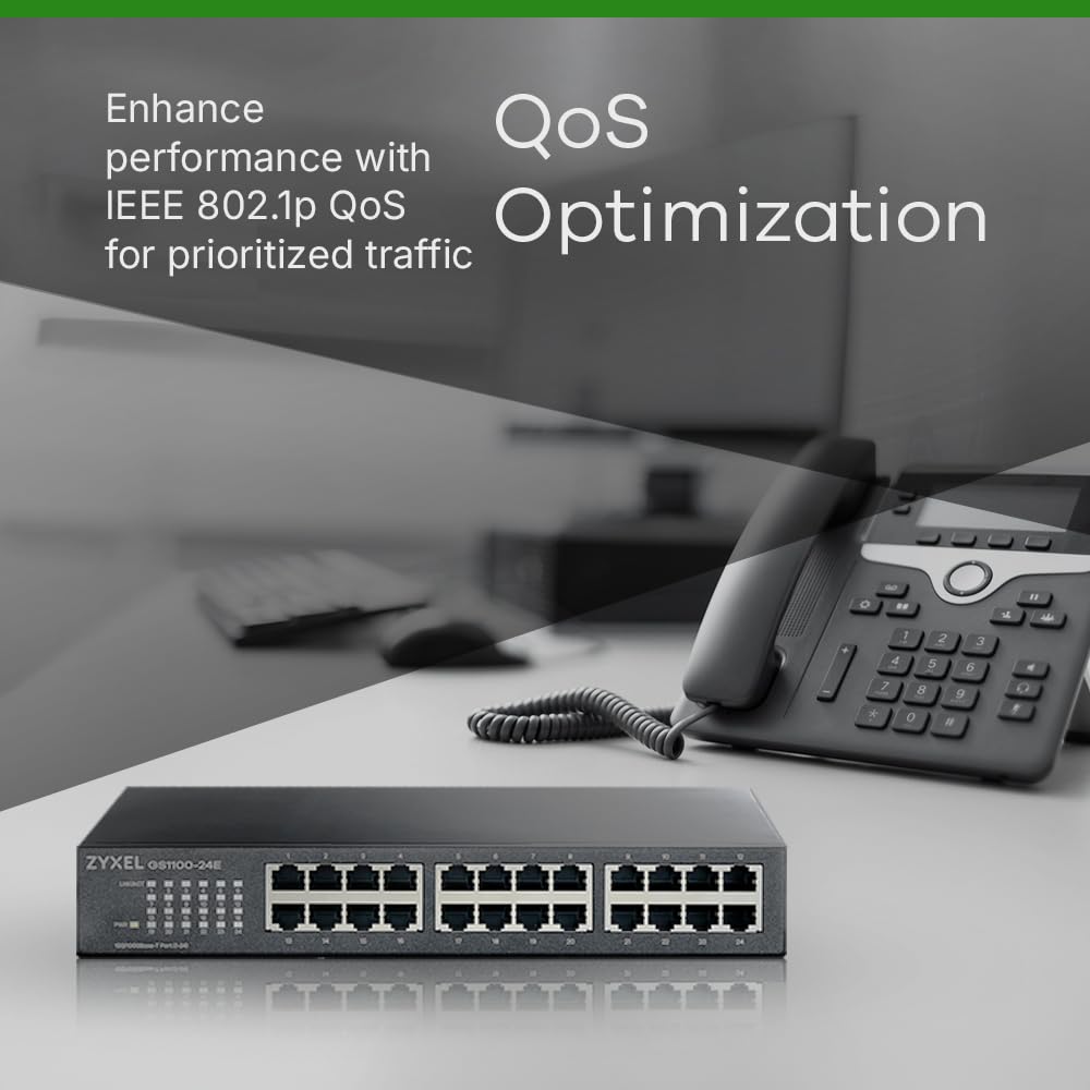 Zyxel 24-Port Gigabit Ethernet Unmanaged Switch - Design ohne Lüfter [GS1100-24E] GS1100-24E-EU0103F