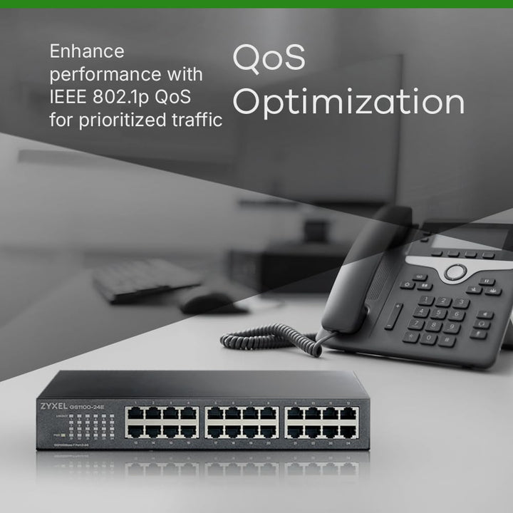 Zyxel 24-Port Gigabit Ethernet Unmanaged Switch - Design ohne Lüfter [GS1100-24E] GS1100-24E-EU0103F