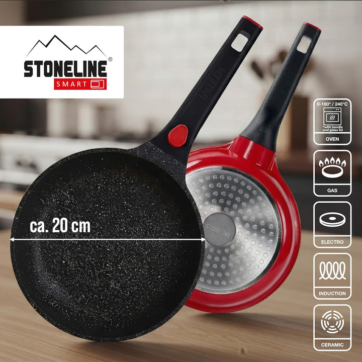STONELINE SMART Bratpfanne mit Abnehmbarem Griff 20 cm, Kleine Aluguss Pfanne Induktion, Für alle He