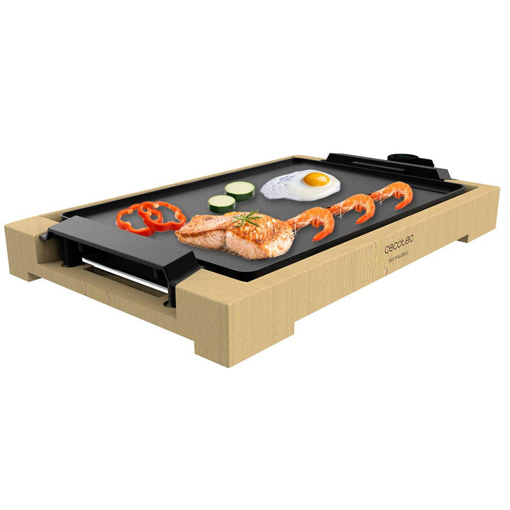 Cecotec Tasty&amp;Grill 2000 Bamboo - Elektrogrill (Leistung 2000 W, Bambusstruktur, Regelbarer Thermost
