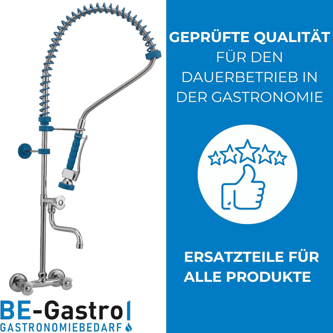 BE-GASTRO I Profi Gastro Geschirrbrause Zweiloch "Premium" Wandarmatur inkl. Wasserhahn, Mischbatter