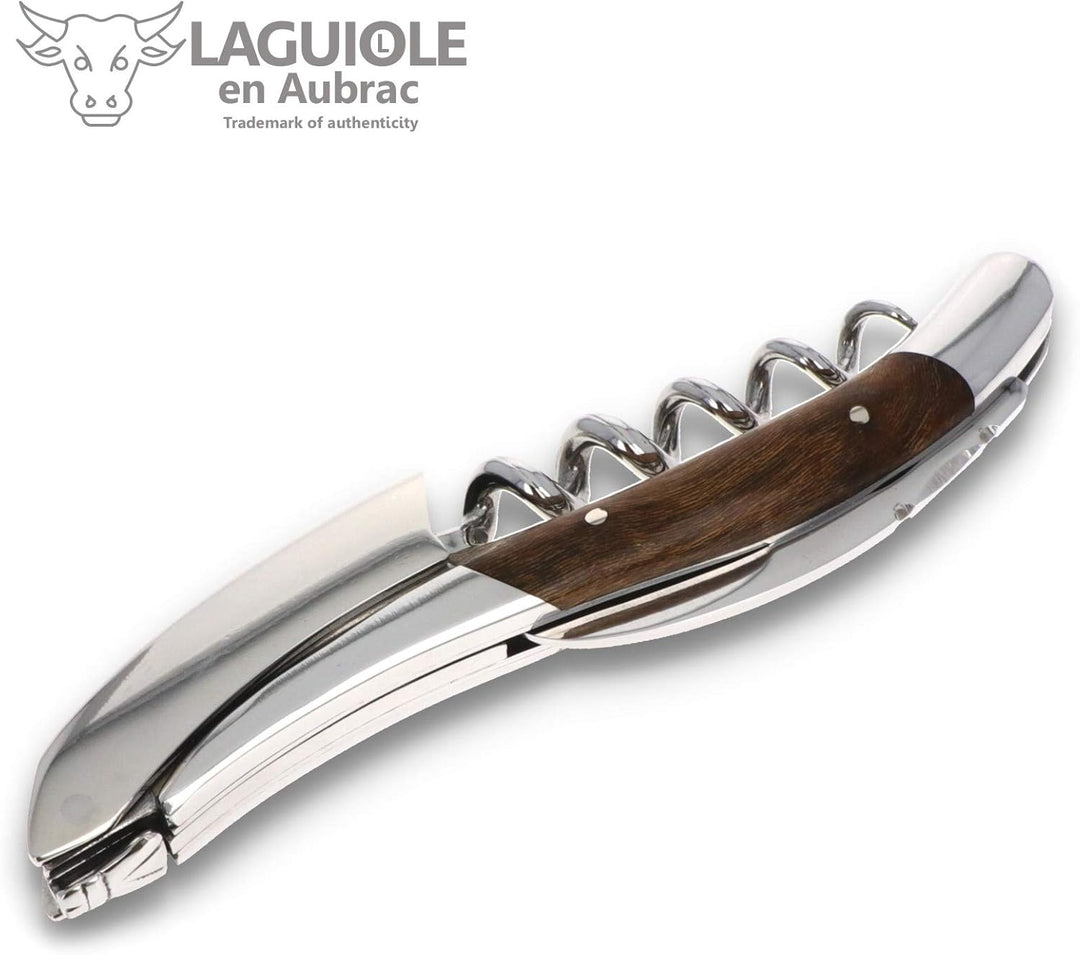 Laguiole en Aubrac Kellnermesser - Griff Weinrebe Weinstock - Edelstahl glänzend - Weinöffner Frankr