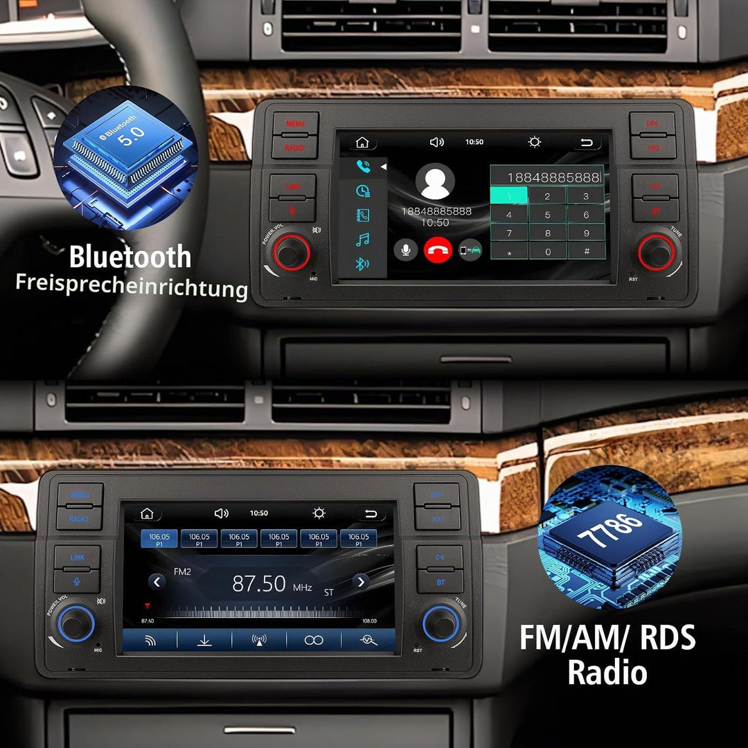 Linux Autoradio für BMW E46 3er (1999-2004) – Start in 3–5 Sekunden | 7“ Display mit integriertem Ap
