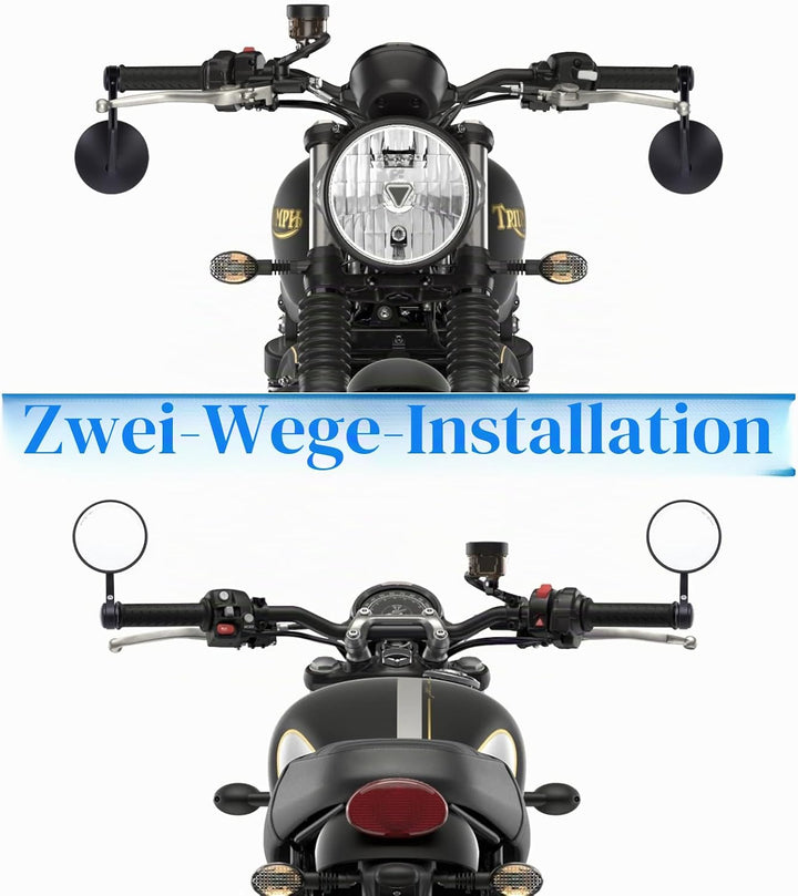 Universal Lenkerendenspiegel Motorrad Rückspiegel Motorrad Spiegel mit E-geprüft, CNC Spiegelstange,