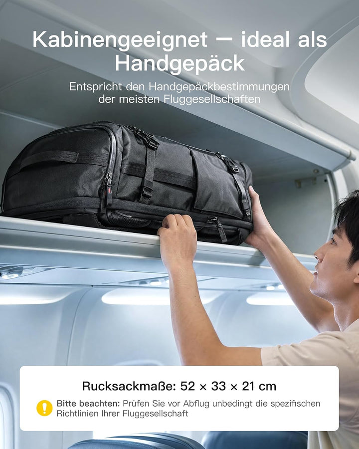Inateck Leichter Reiserucksack Handgepäck Flugzeug Erweiterbar 36-43L | TSA Freundlich Grosse Kapazi