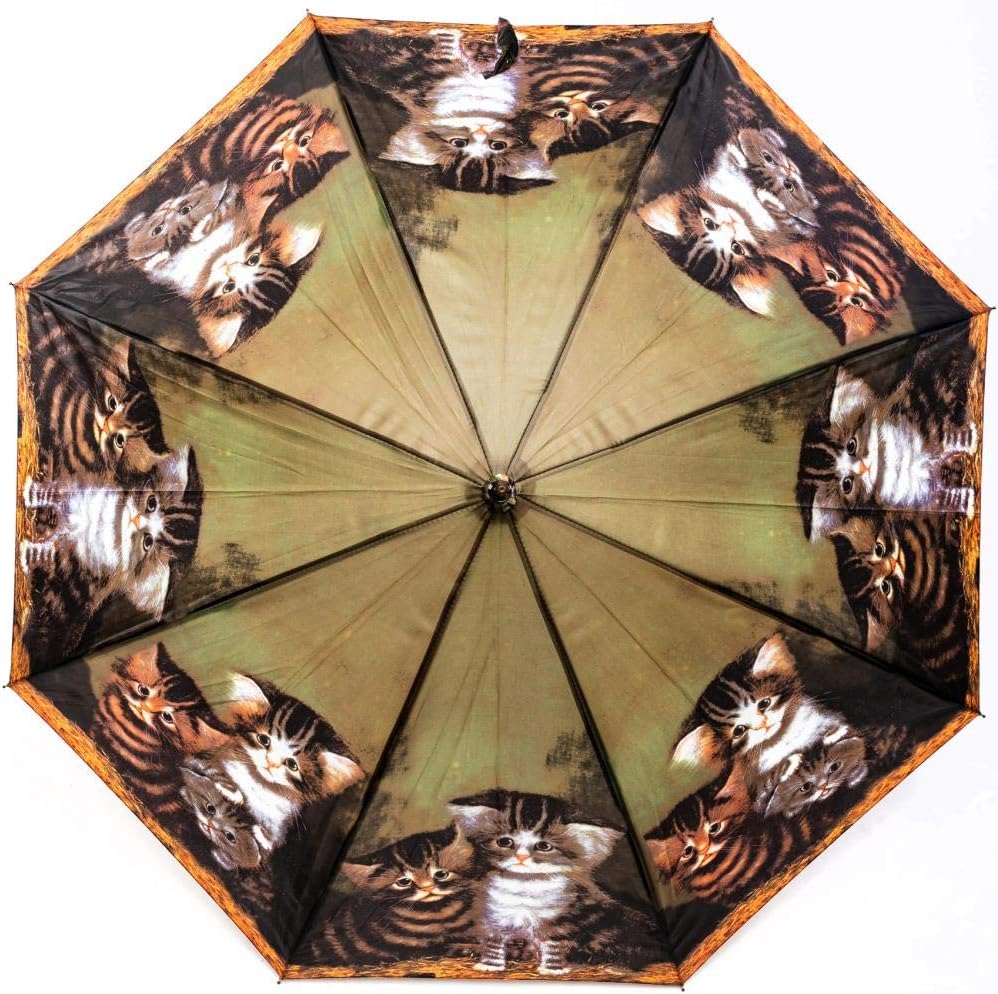 LUCKYWEATHER Regenschirm Stockschirm Damen Motiv J. C. Wilsion Four Kittens Auf-Automatik I Stockreg