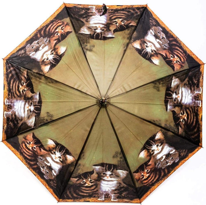 LUCKYWEATHER Regenschirm Stockschirm Damen Motiv J. C. Wilsion Four Kittens Auf-Automatik I Stockreg